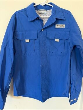 Boys Columbia Bright Royal Blue Lightweight Fishing Shirt - Size YS 8